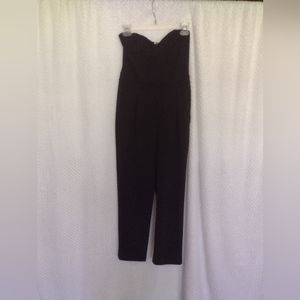 Express Black Women's Jumpsuit Strapless Sweetheart Neckline Back Zip Pockets